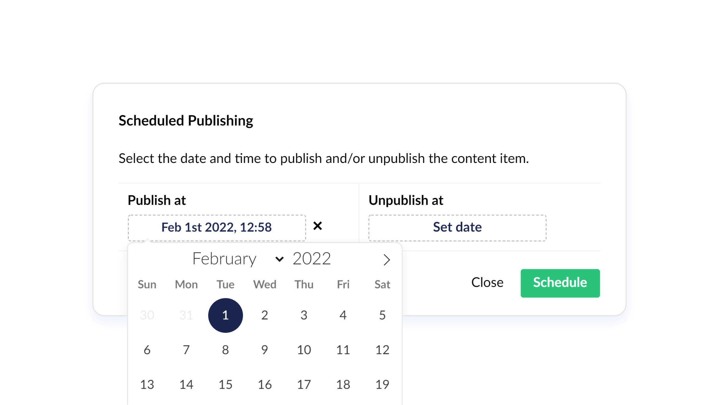 Scheduled publishing